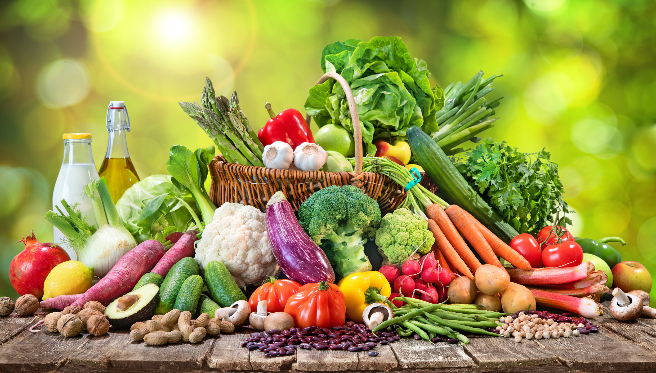 Selection of organic food for healthy nutrition