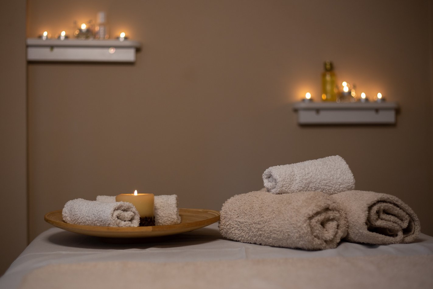 Massage table in a beauty salon